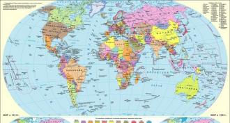 Suuri maailmankartta, jossa maat koko näytöllä